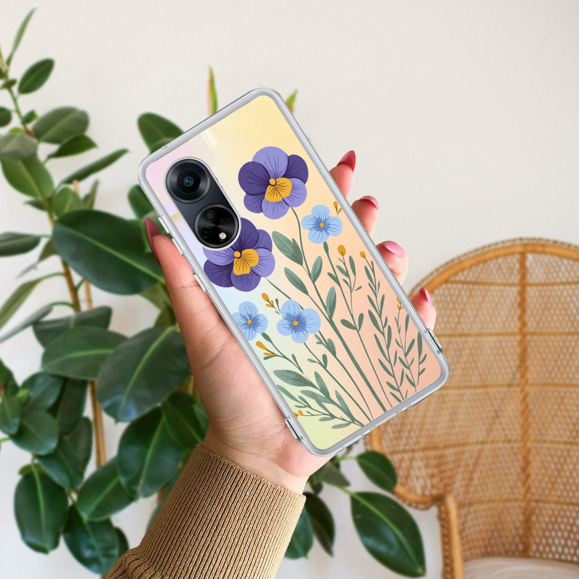 Pansies flowers Anti Yellow Case For Oppo F23 5G