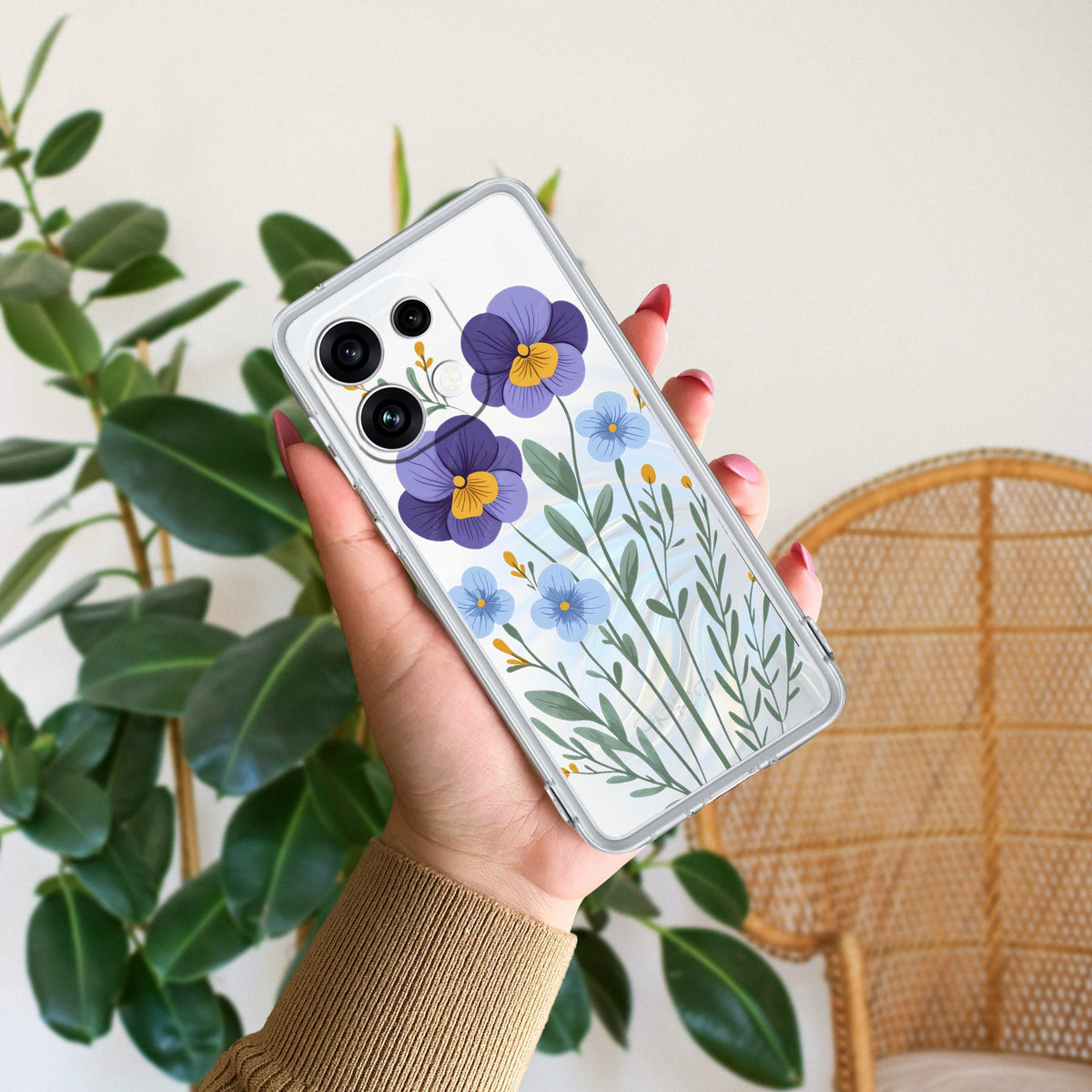 Pansies flowers Anti Yellow Case For Oppo Reno 16C 5G