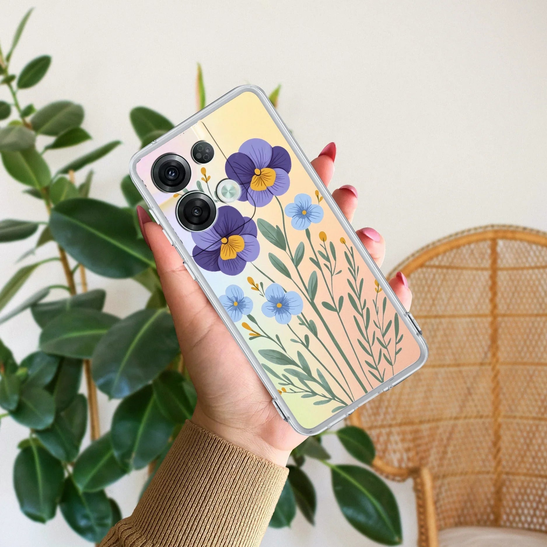 Pansies flowers Anti Yellow Case For Oppo Reno 8 5G