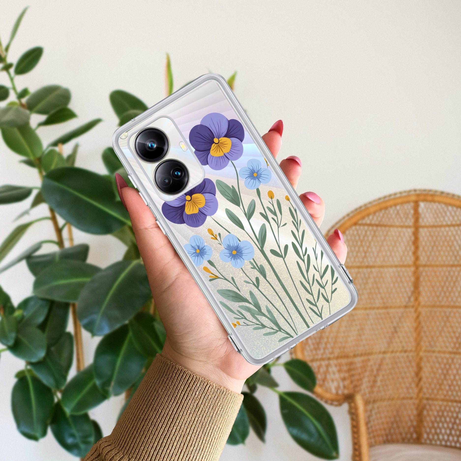 Pansies flowers Anti Yelllow Case For Realme 10 Pro Plus 5G