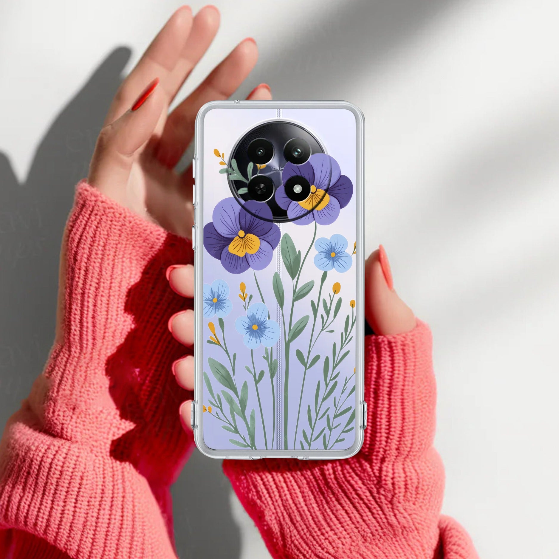 Pansies flowers Transparent Silicon Case For Realme 12 5G