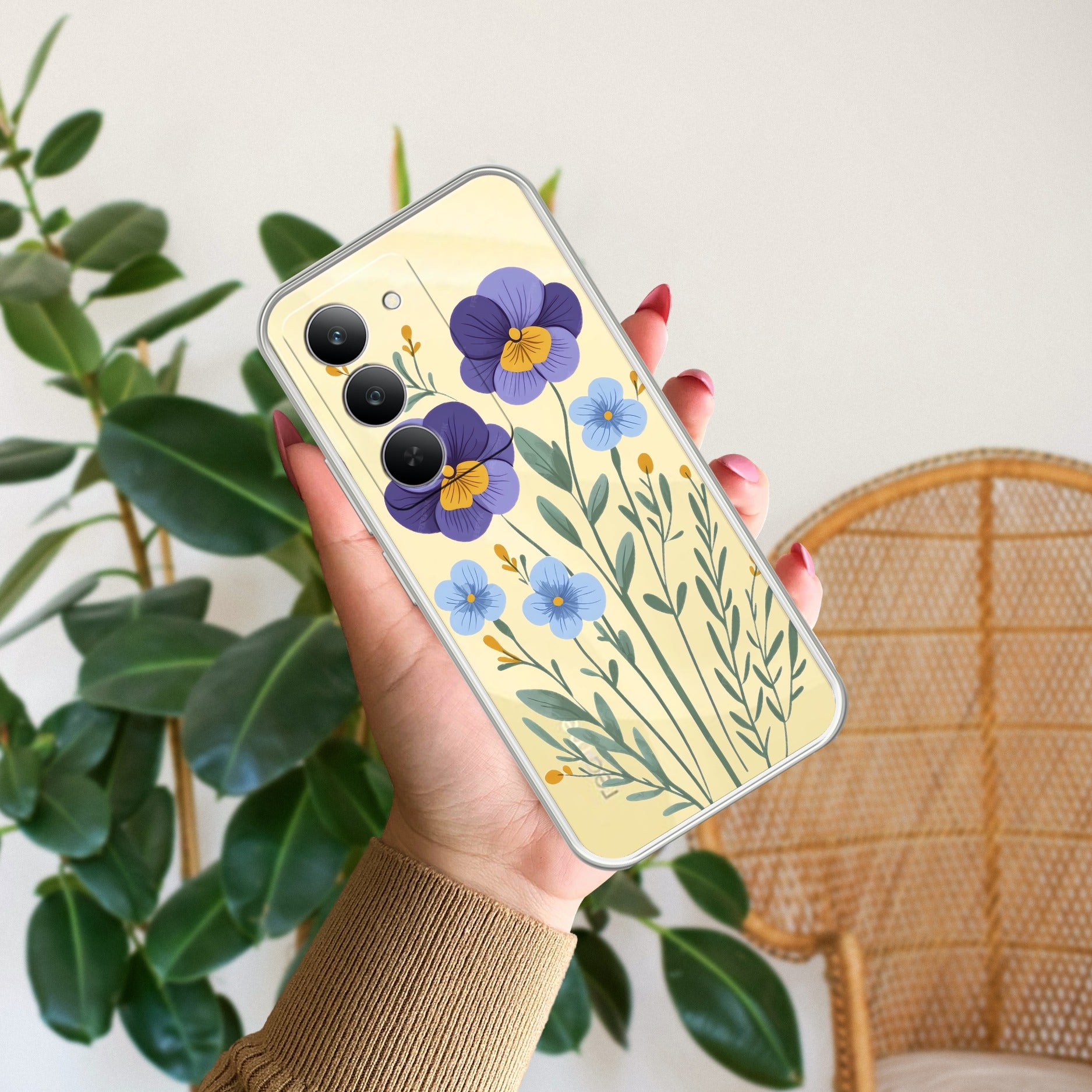 Pansies flowers Transparent Silicon Case For Realme 14x 5G