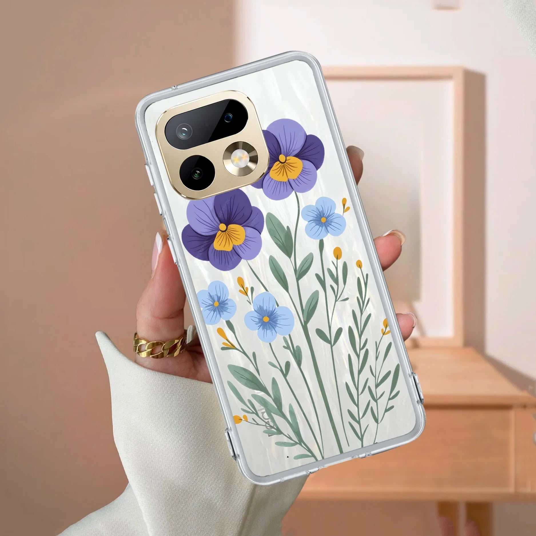 Pansies flowers Transparent Silicon Case For Realme 14x 5G