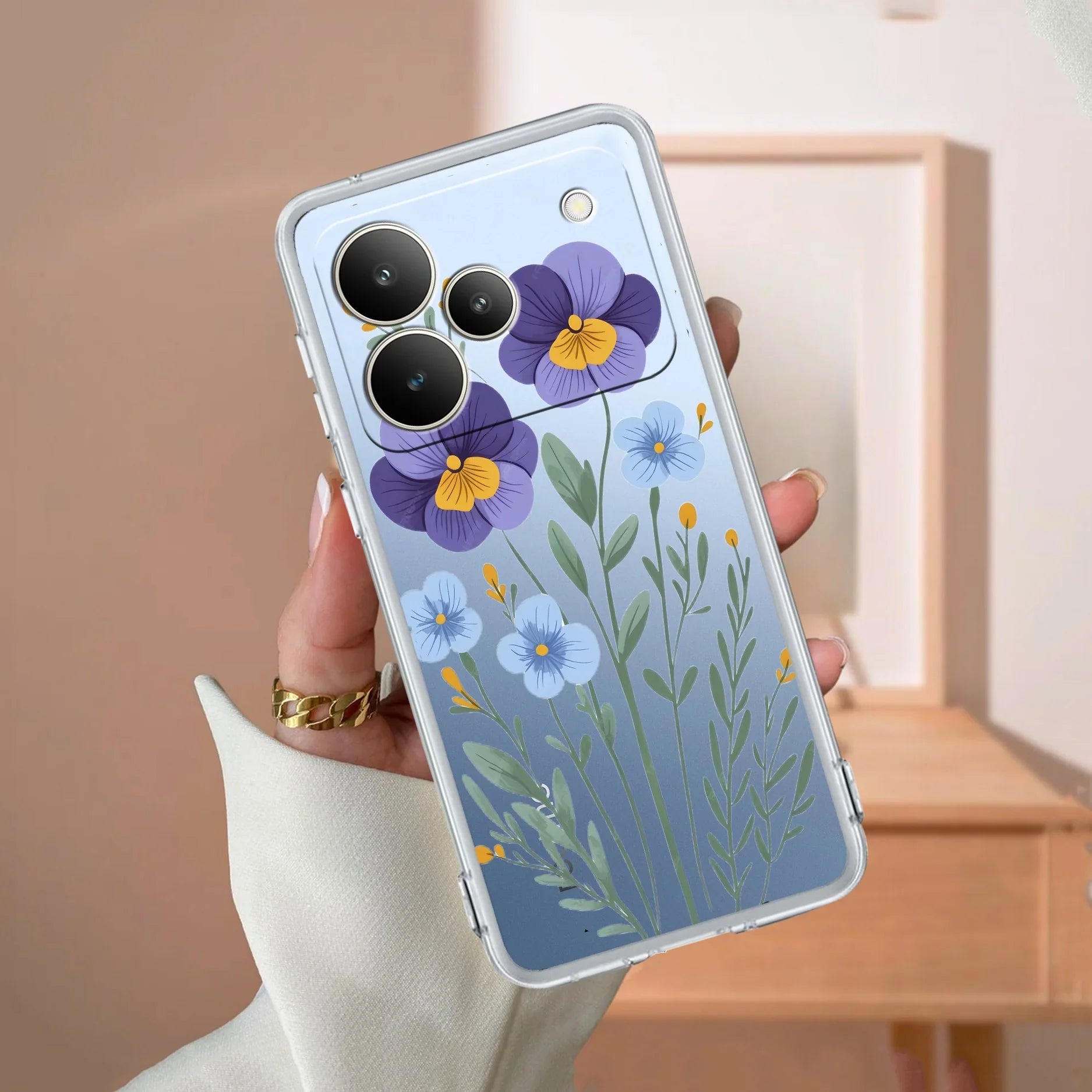 Pansies flowers Transparent Silicon Case For Realme P4 Pro 5G
