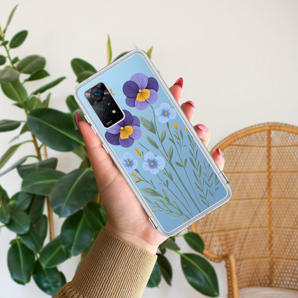 Pansies flowers Transparent Silicon Case For Redmi Note 11