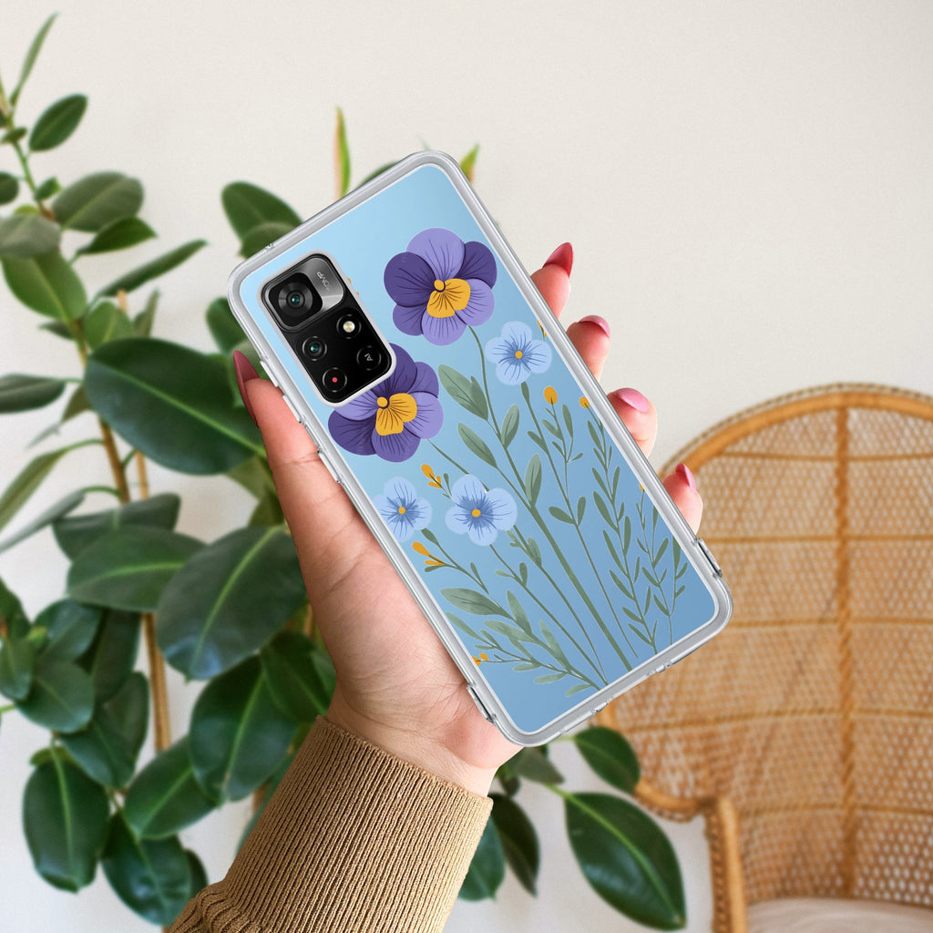 Pansies flowers Transparent Silicon Case For Redmi Note 9 Pro / Redmi Note 9 Pro Max / Redmi Note 10 lite