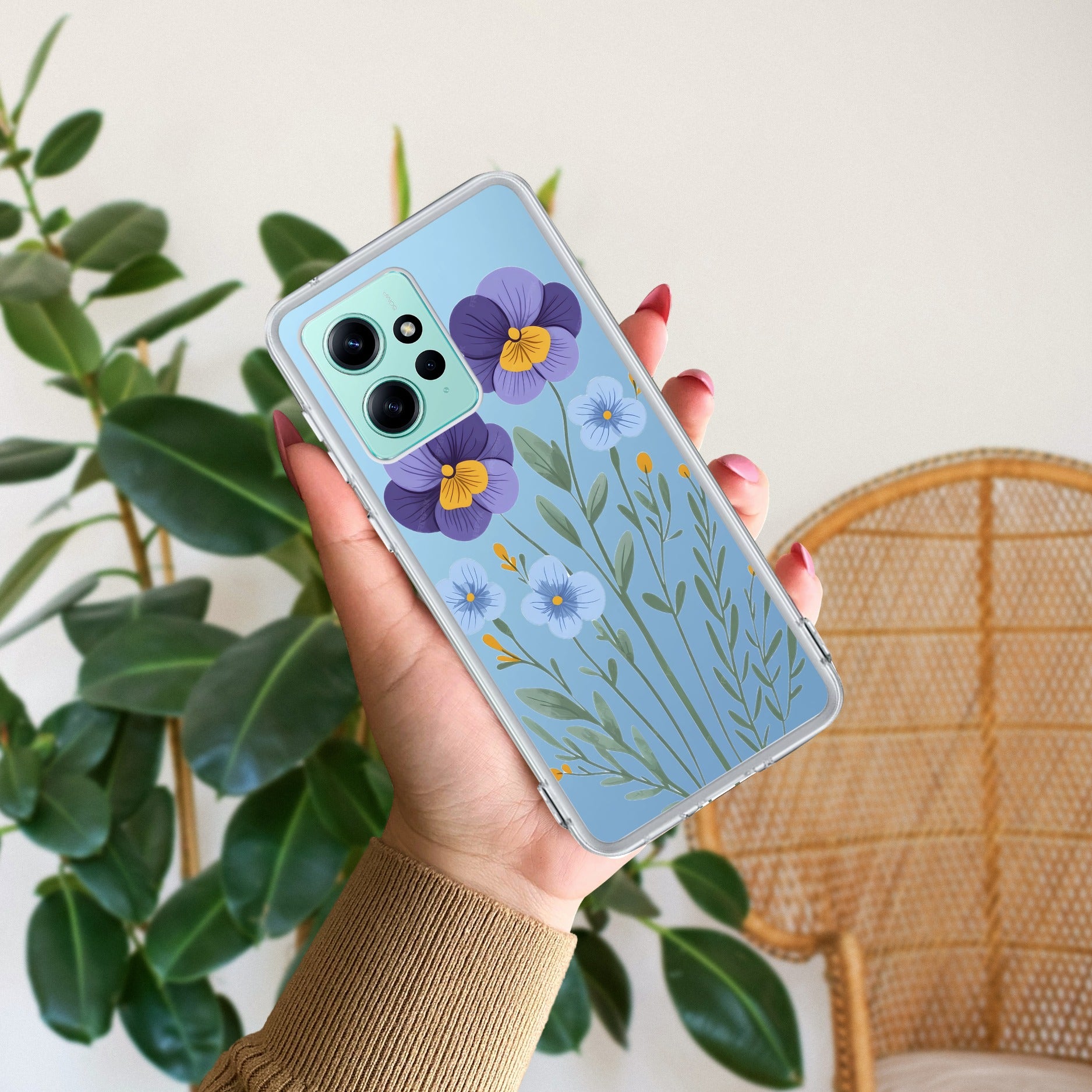 Pansies flowers Transparent Silicon Case For Redmi Note 10 / 10S
