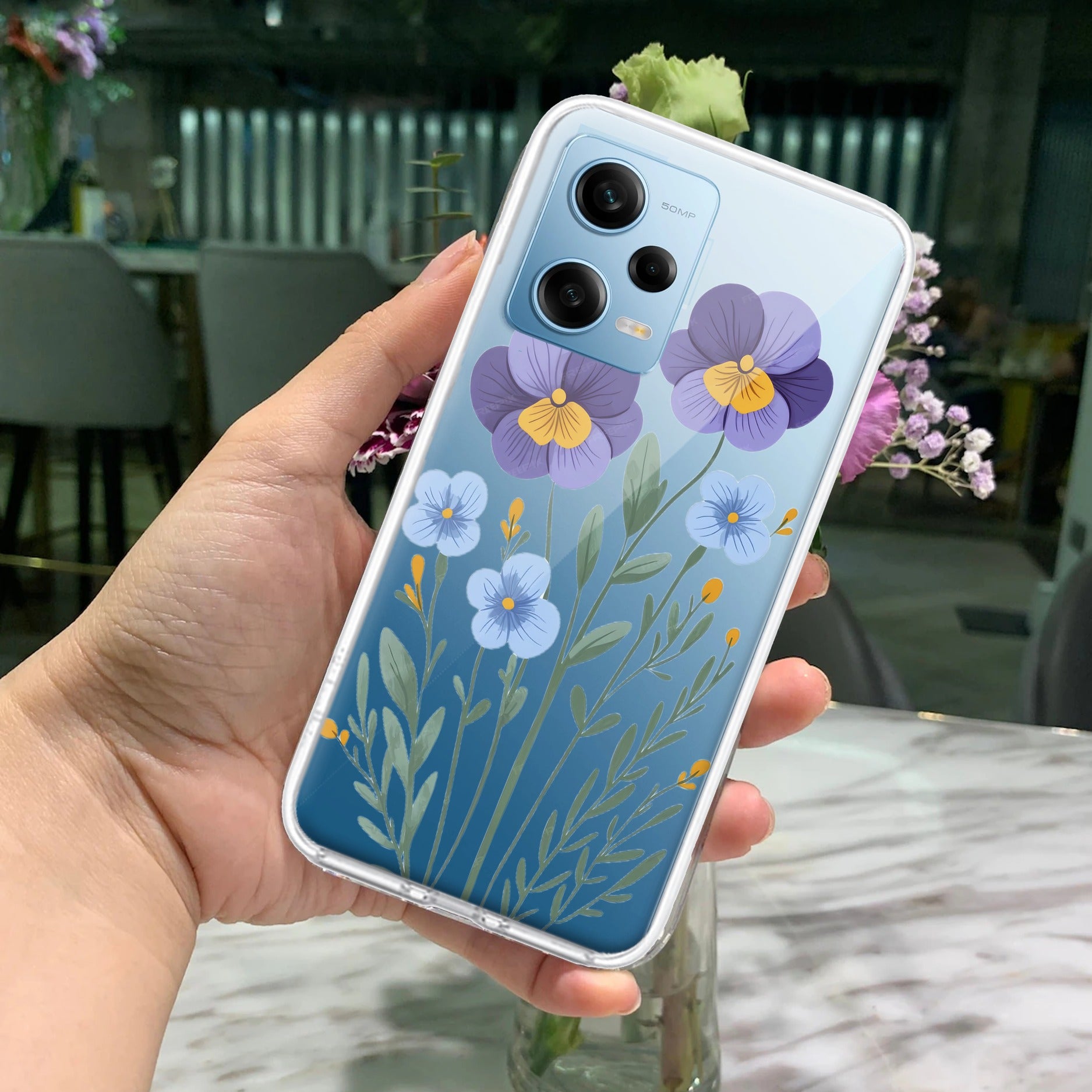 Pansies flowers Transparent Silicon Case For Redmi Note 11