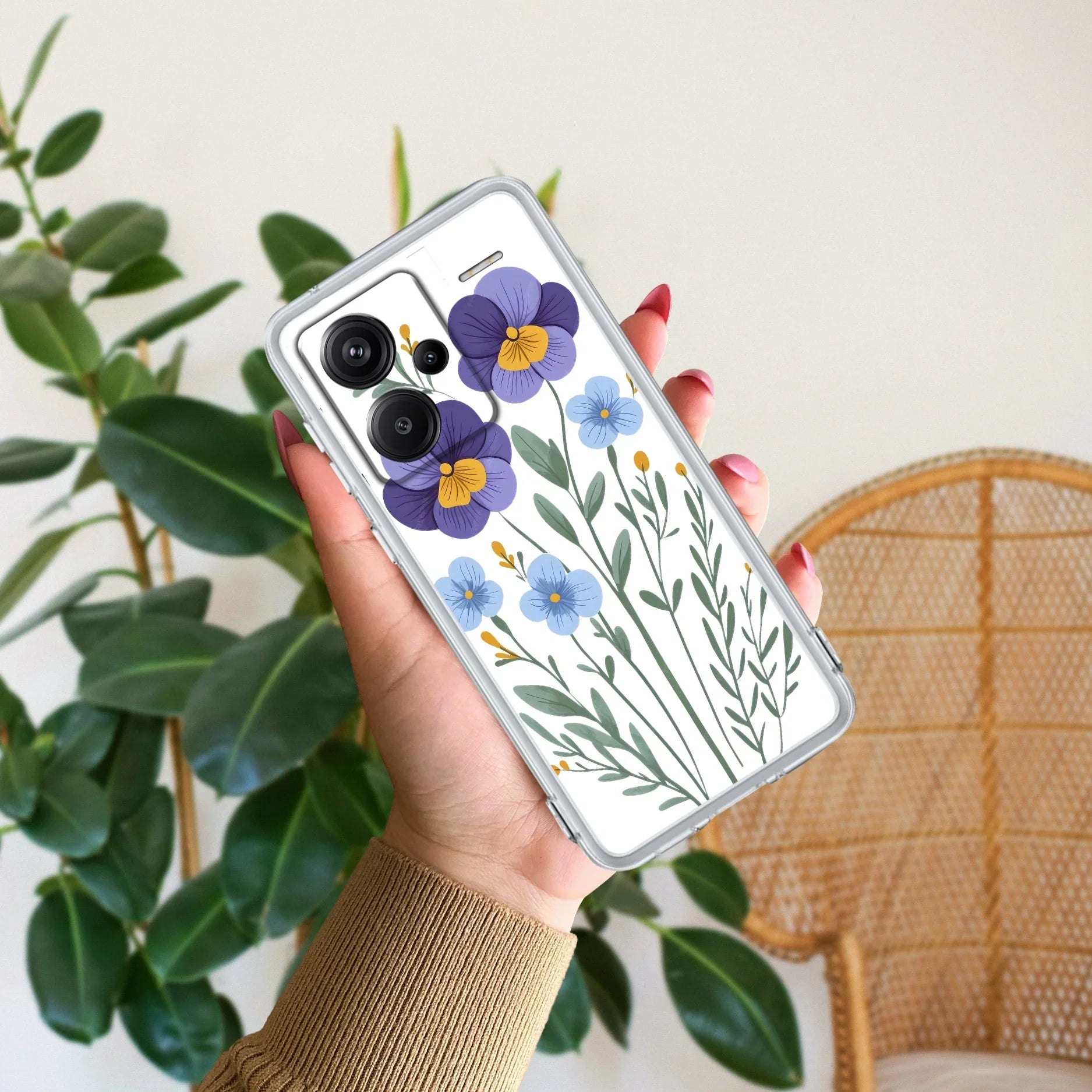 Pansies flowers Transparent Silicon Case For Redmi 12 4G