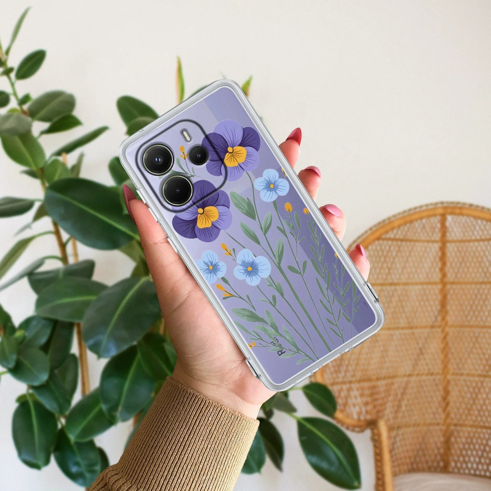 Pansies flowers Transparent Silicon Case For Redmi 14C 5G