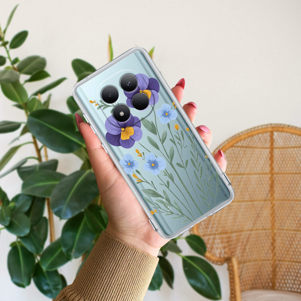 Pansies flowers Transparent Silicon Case For Redmi Note 12 5G