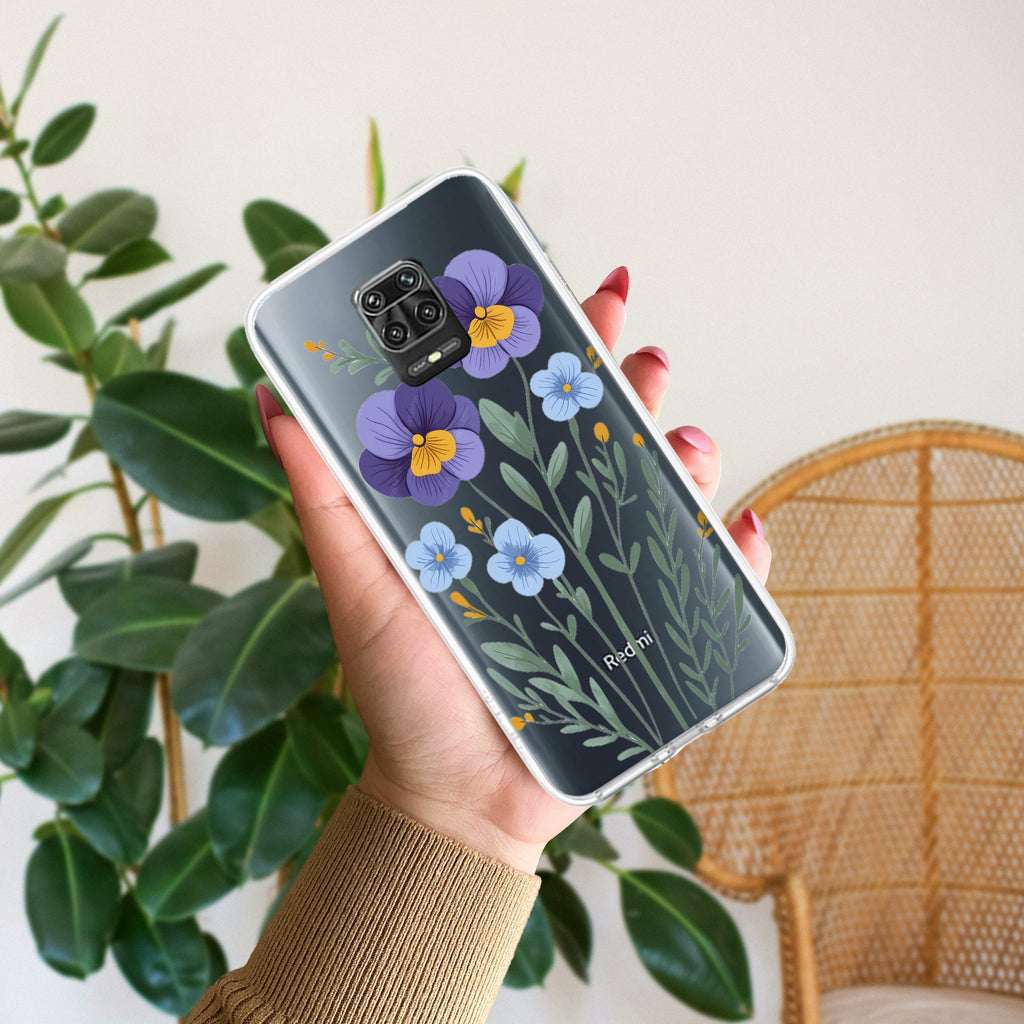 Pansies flowers Transparent Silicon Case For Redmi Note 9 Pro / Redmi Note 9 Pro Max / Redmi Note 10 lite