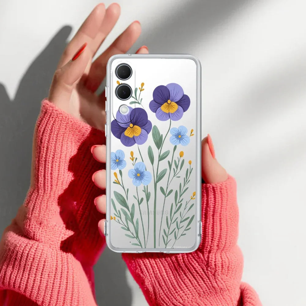 Pansies flowers Transparent Silicon Case For Samsung Galaxy A36 5G