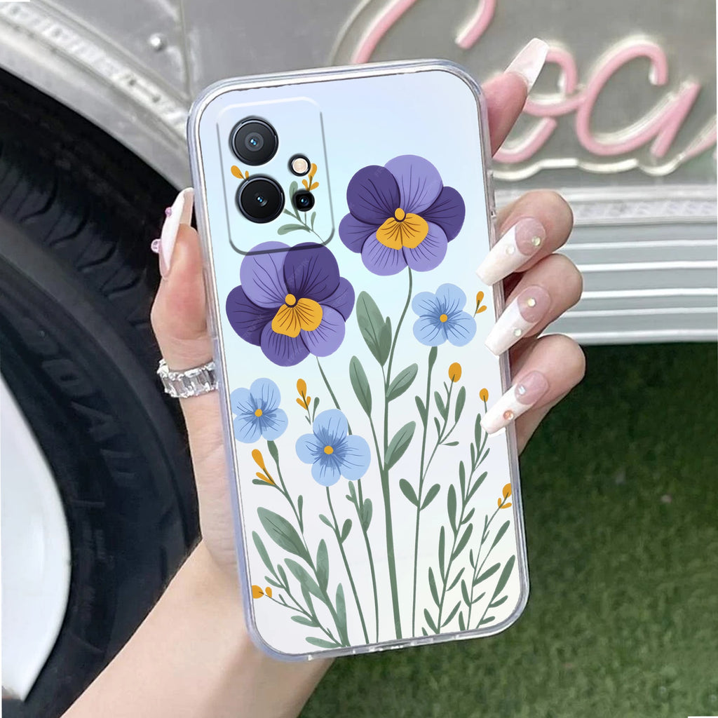 Pansies flowers Transparent Silicon Case For Vivo V29E 5G