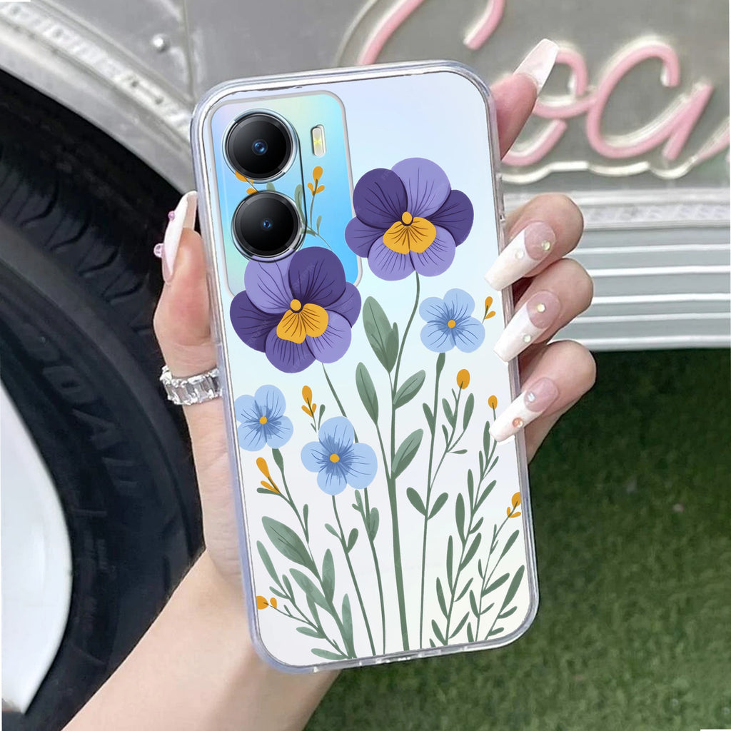 Pansies flowers Transparent Silicon Case For Vivo T2x 5G