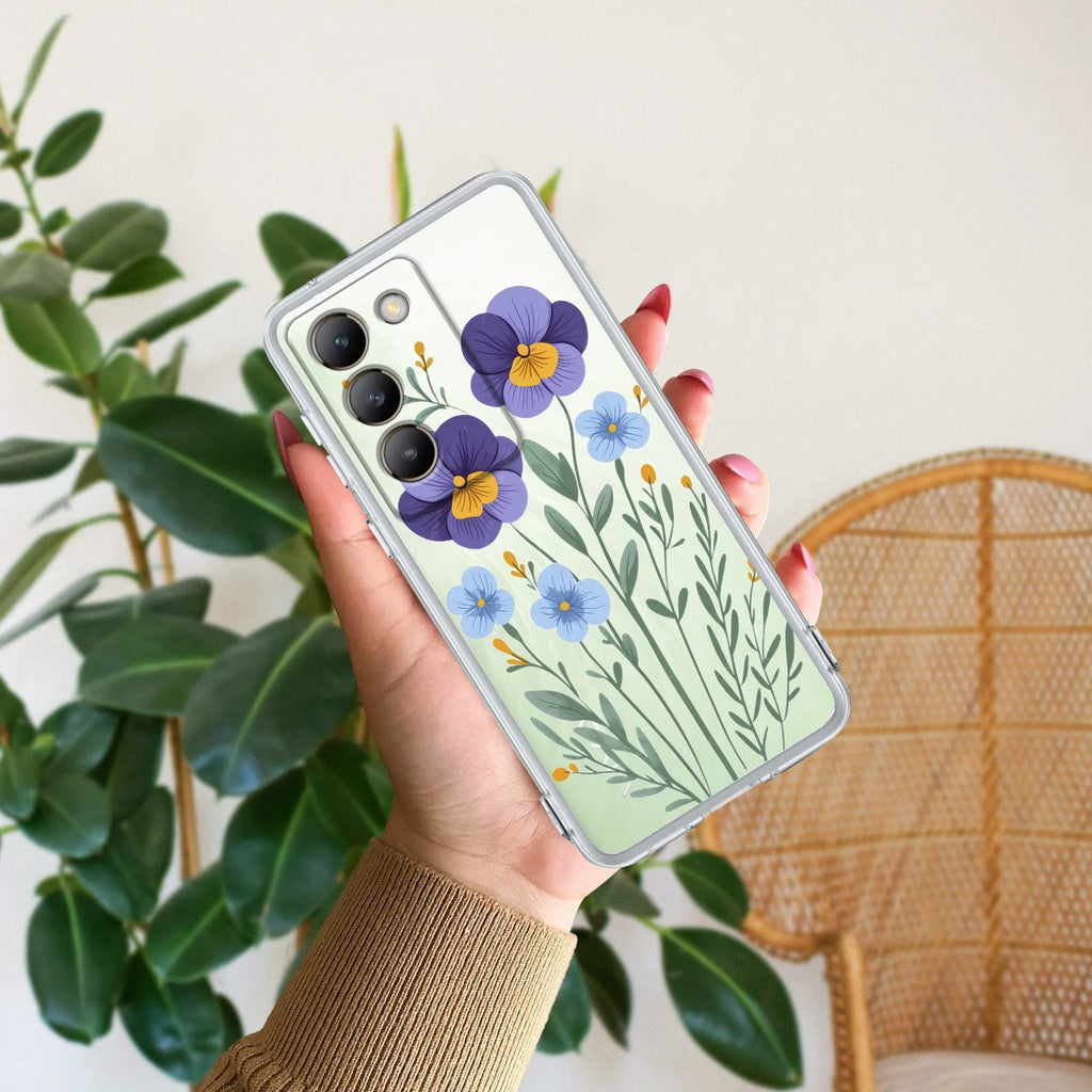 Pansies flowers Transparent Silicon Case For Vivo T4 Ultra 5G