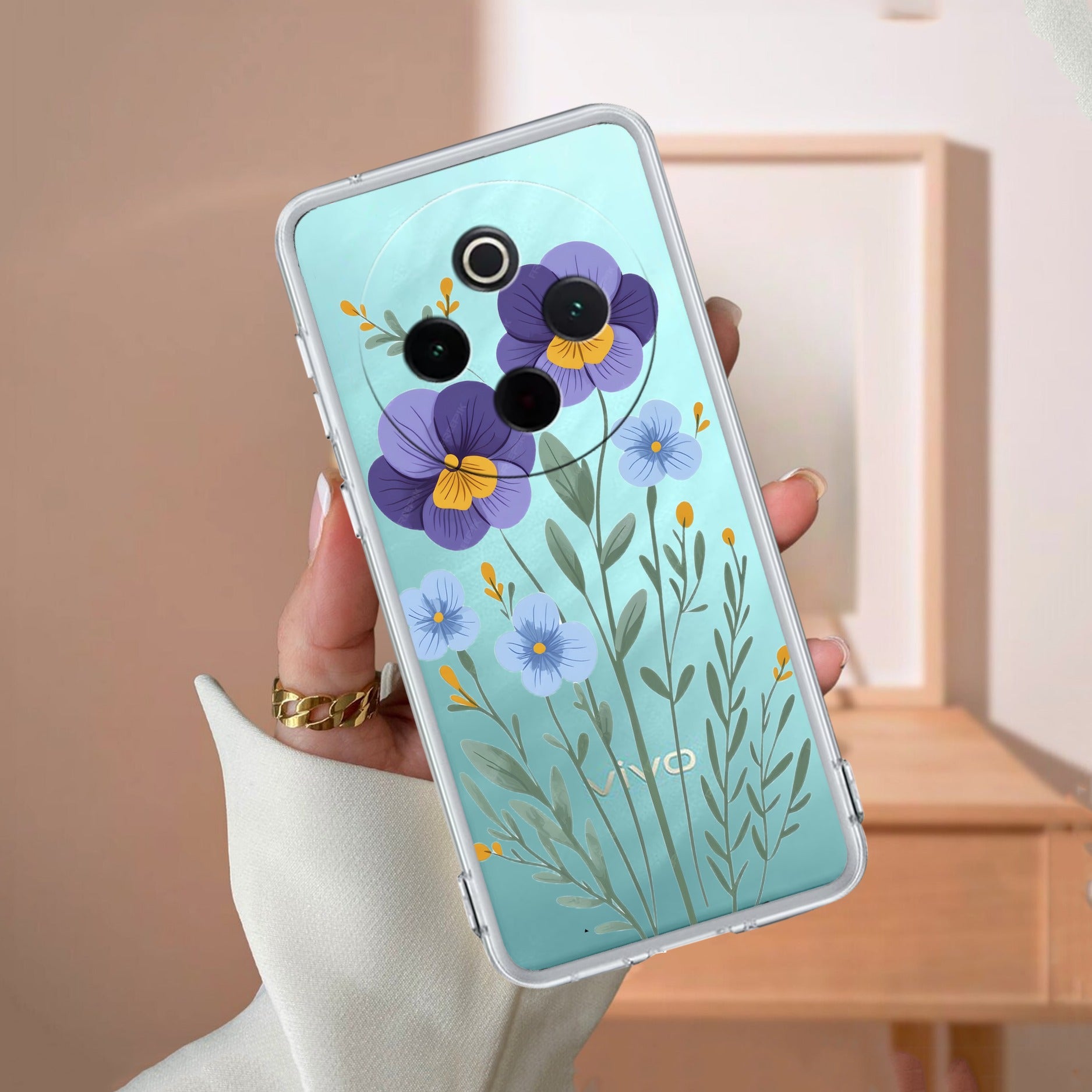 Pansies flowers Transparent Silicon Case For Vivo T4 5G