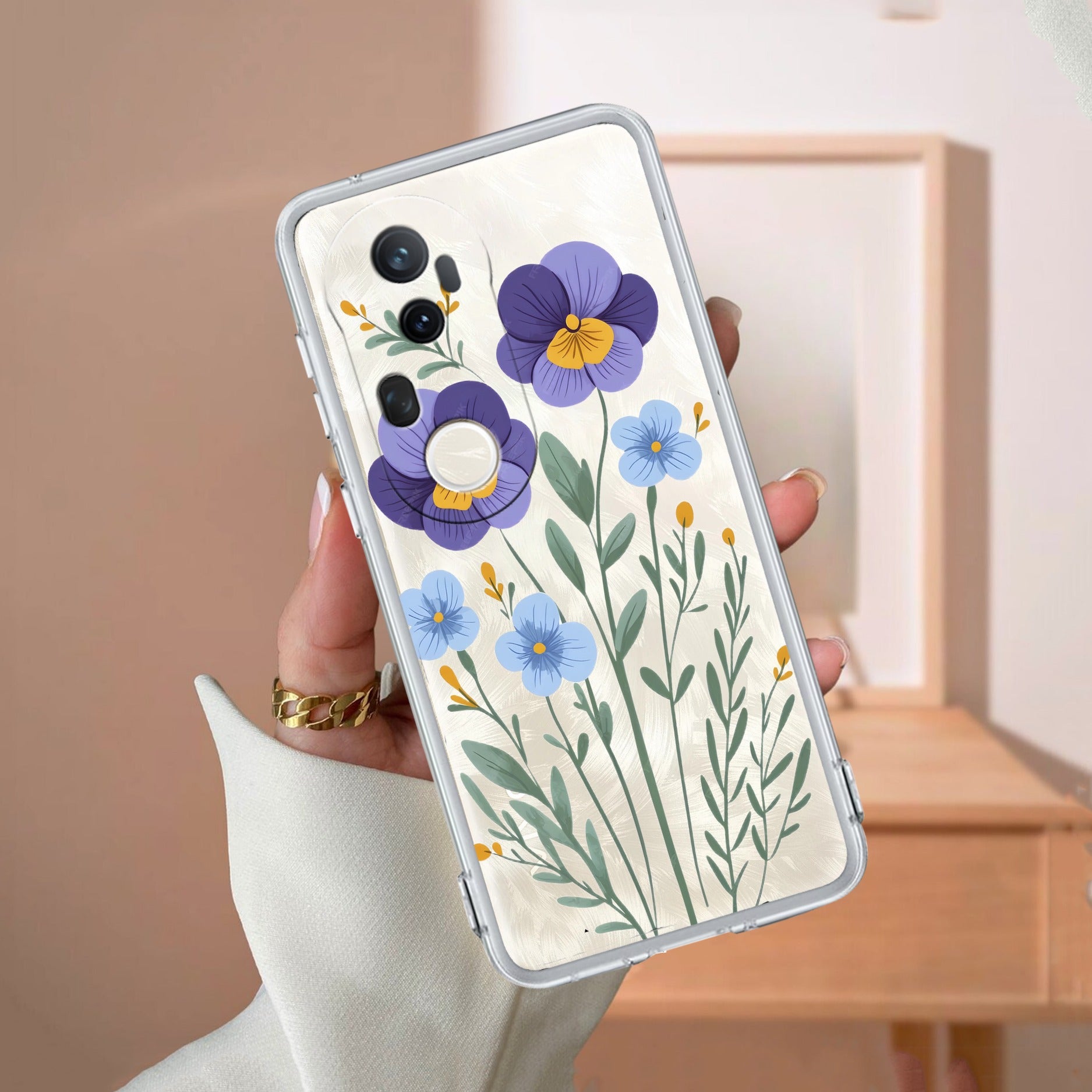 Pansies flowers Transparent Silicon Case For Vivo T4 Ultra 5G