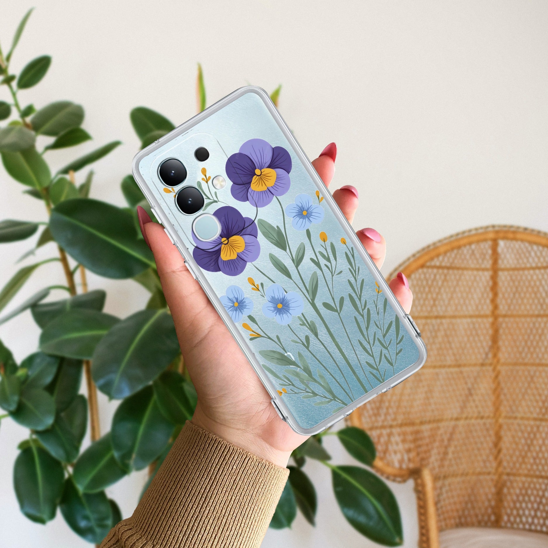 Pansies flowers Transparent Silicon Case For Vivo T2 Pro 5G