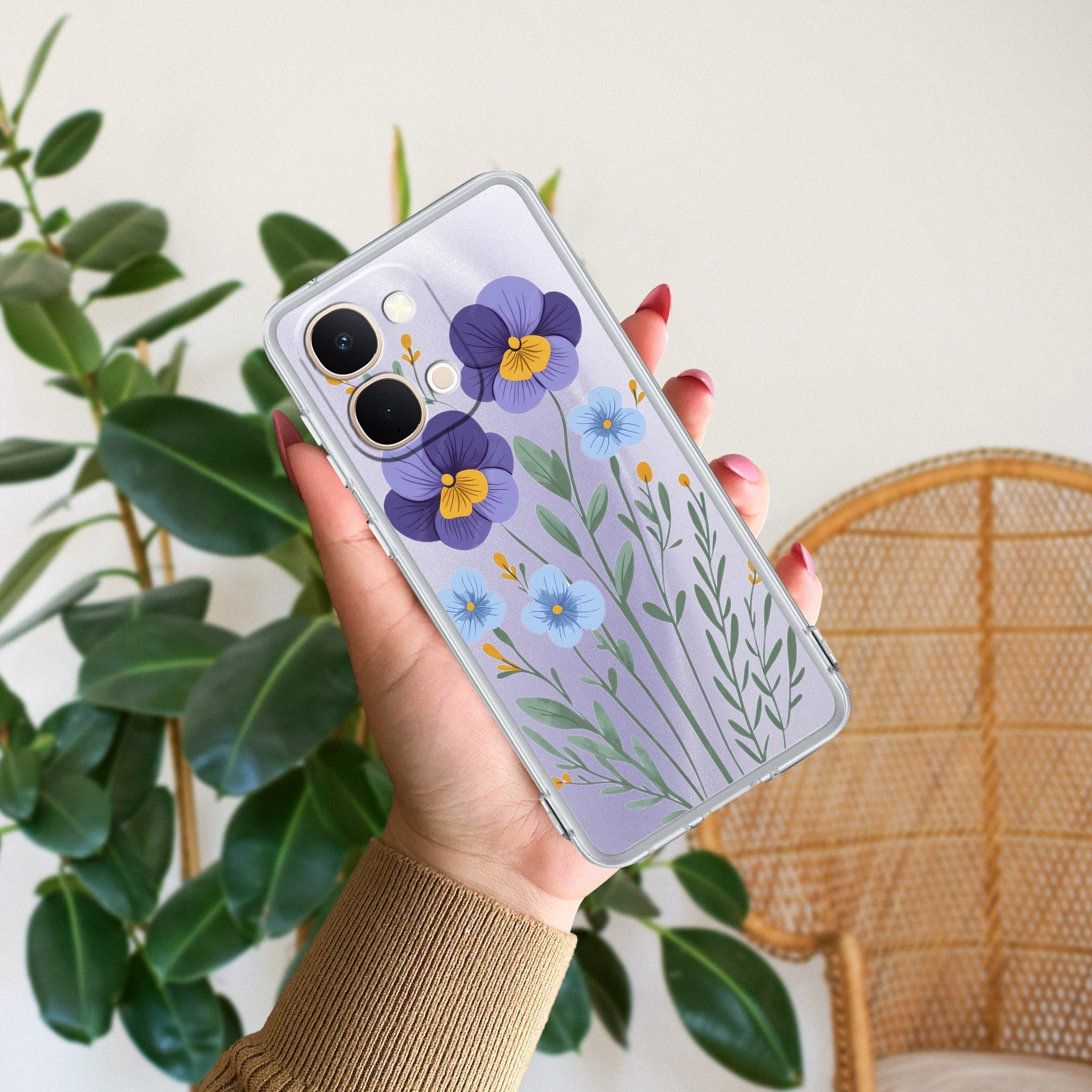 Pansies flowers Transparent Silicon Case For Vivo T5X 5G