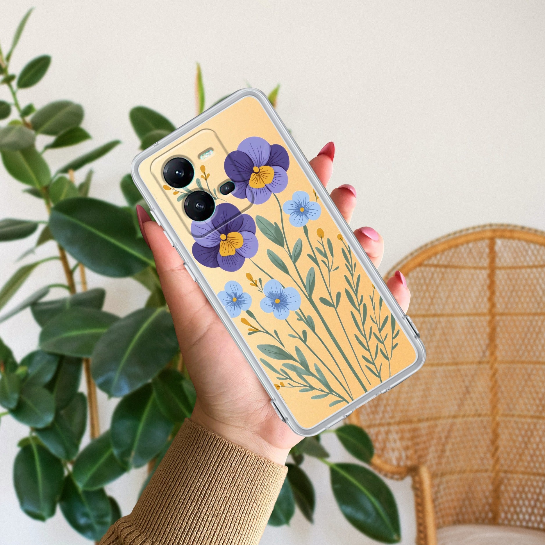Pansies flowers Anti Yellow Case For Vivo V25