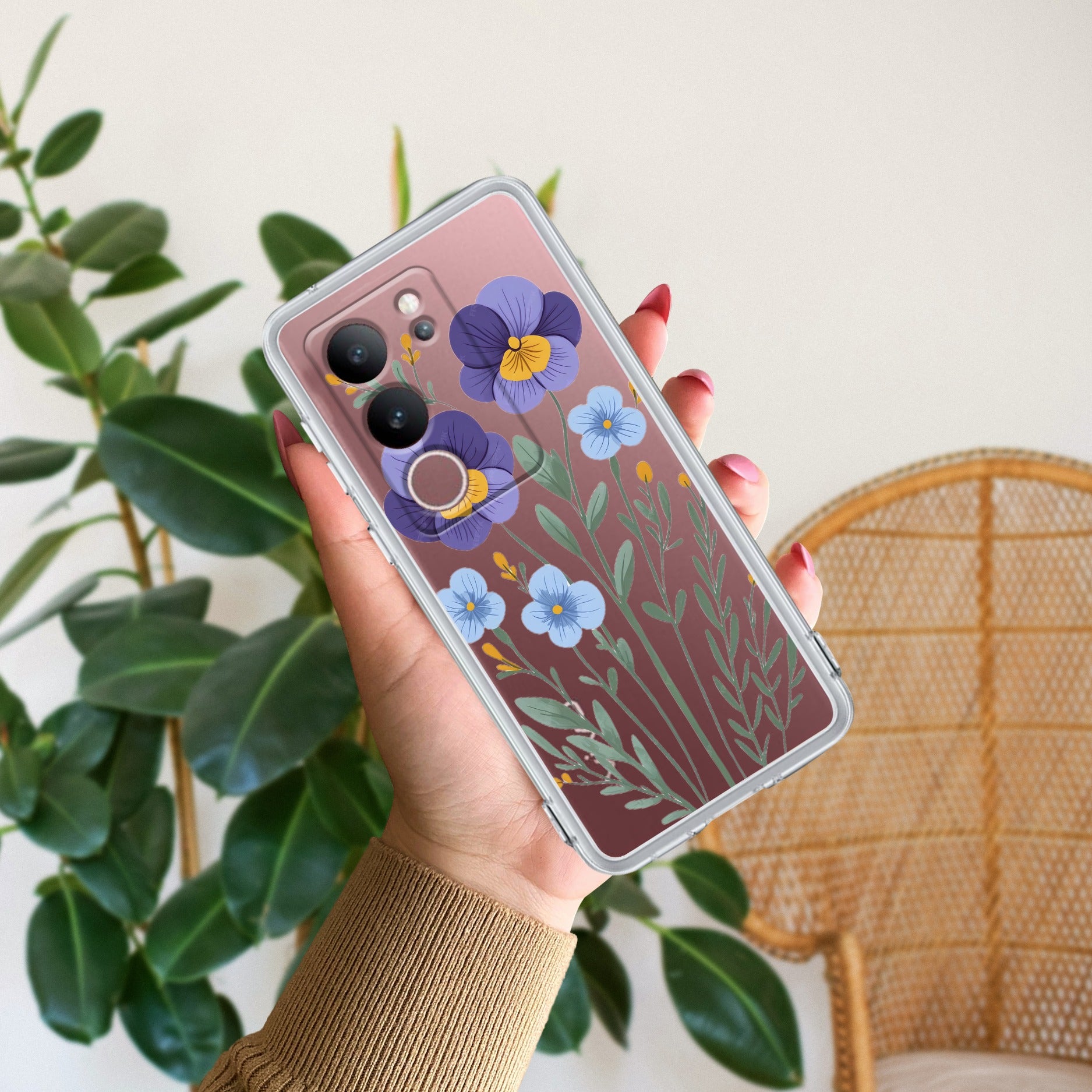 Pansies flowers Transparent Silicon Case For Vivo V29 5G