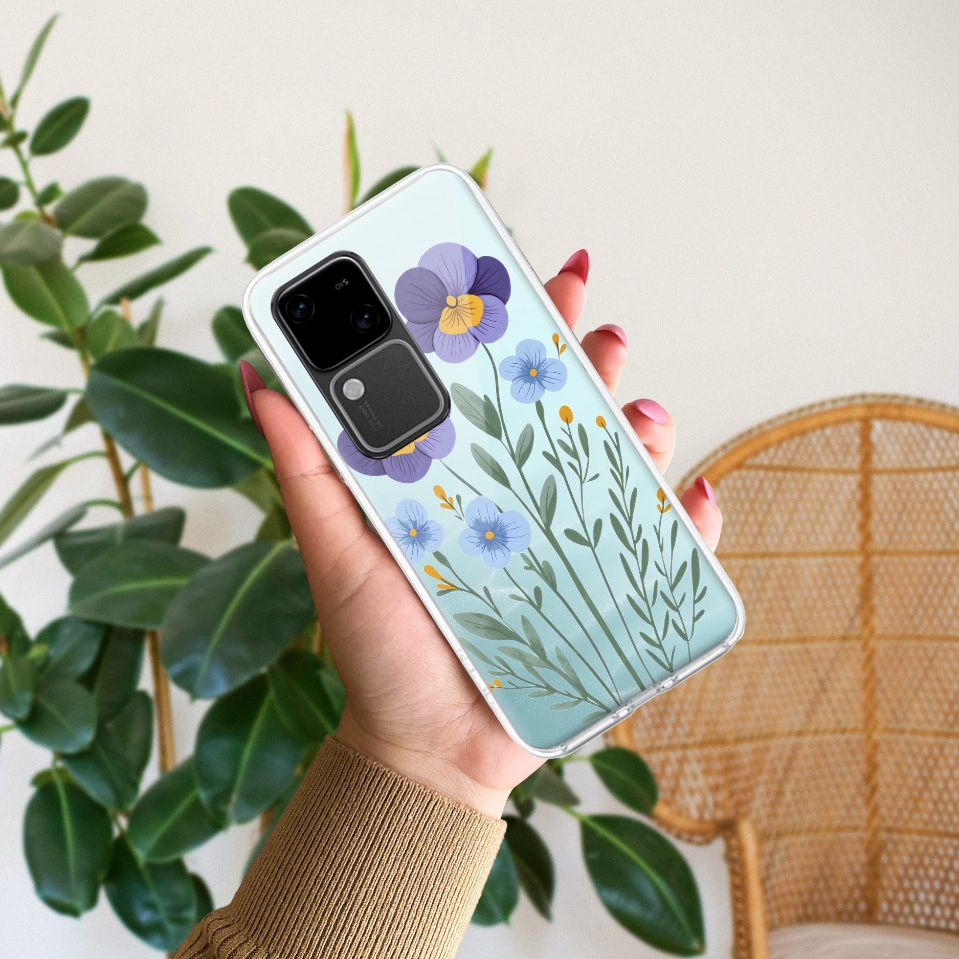 Pansies flowers Transparent Silicon Case For Vivo Y35
