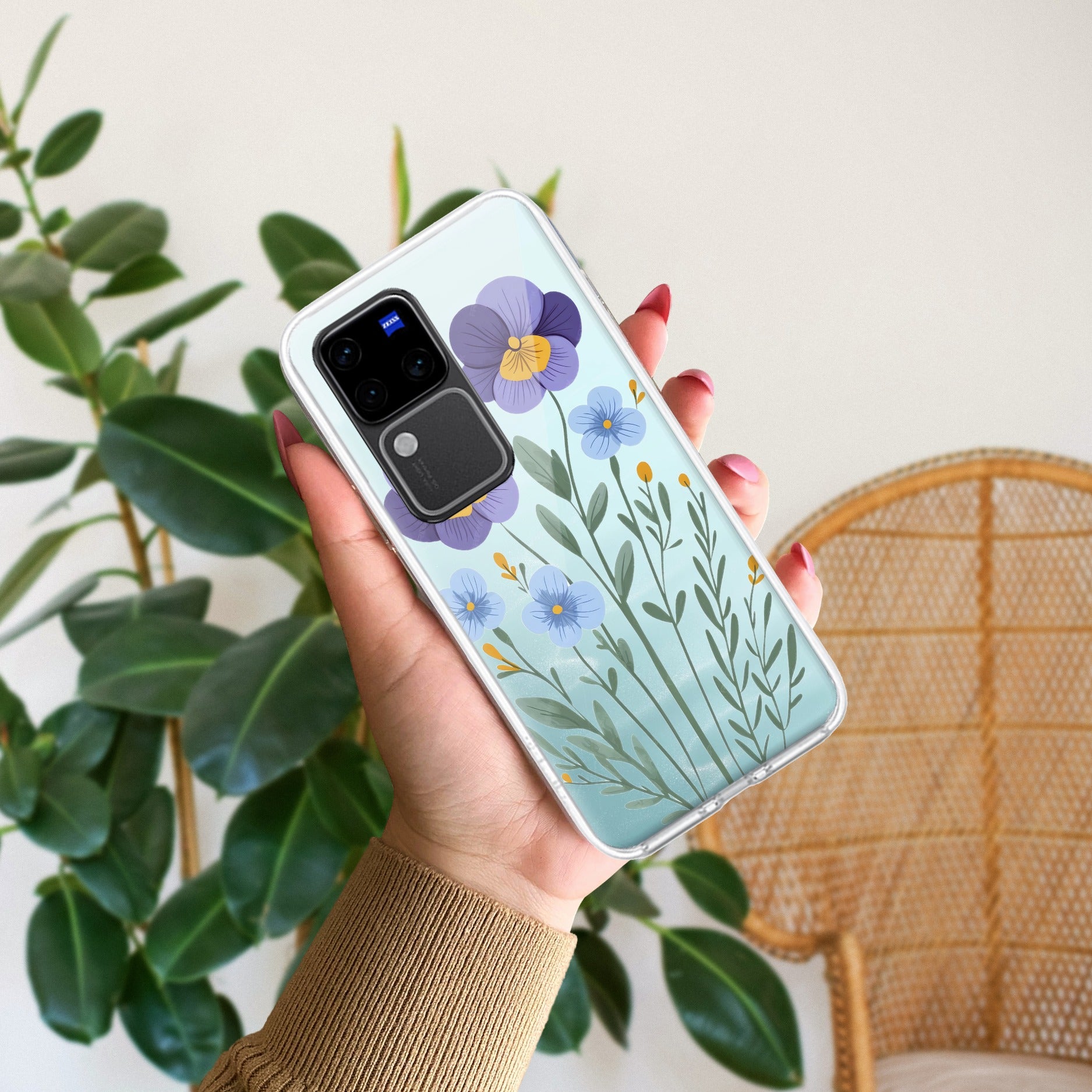Pansies flowers Anti Yellow Case For Vivo V30 Pro 5G