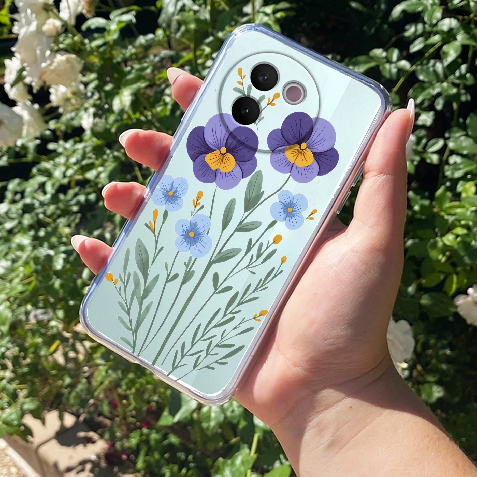 Pansies flowers Transparent Silicon Case For Vivo V30e 5G