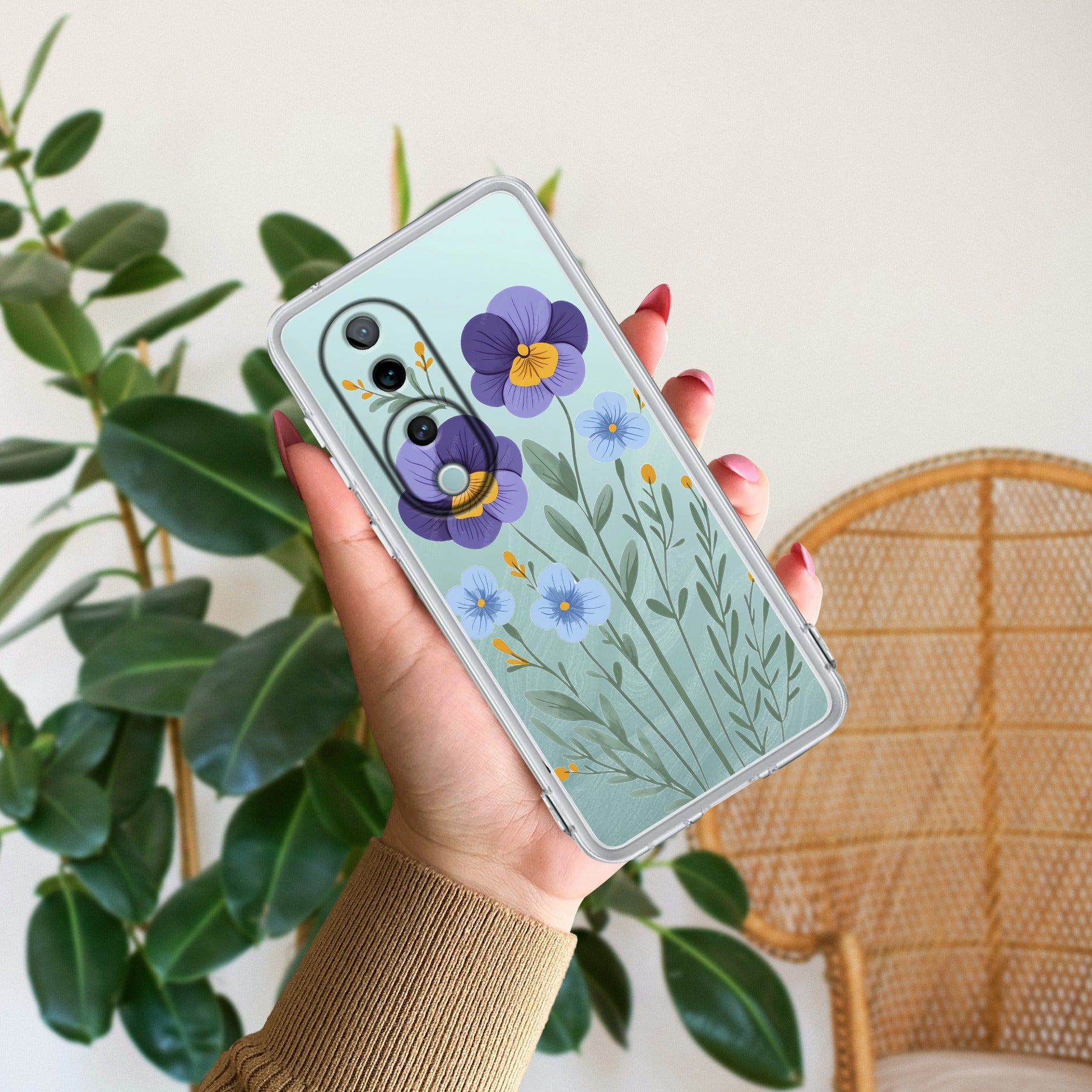 Pansies flowers Transparent Silicon Case For Vivo V40 5G