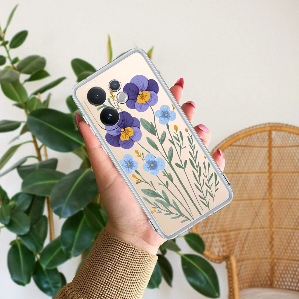 Pansies flowers Transparent Silicon Case For Vivo T3 Ultra