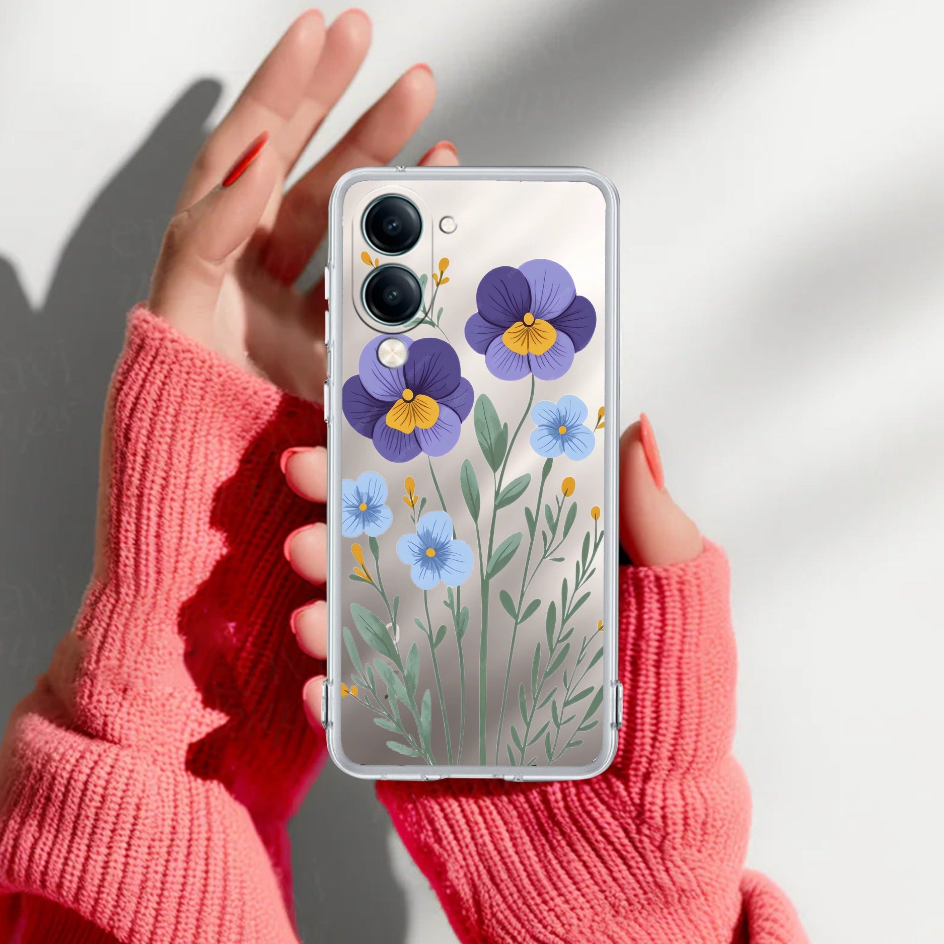 Pansies flowers Transparent Silicon Case For Vivo T4 Lite 5G