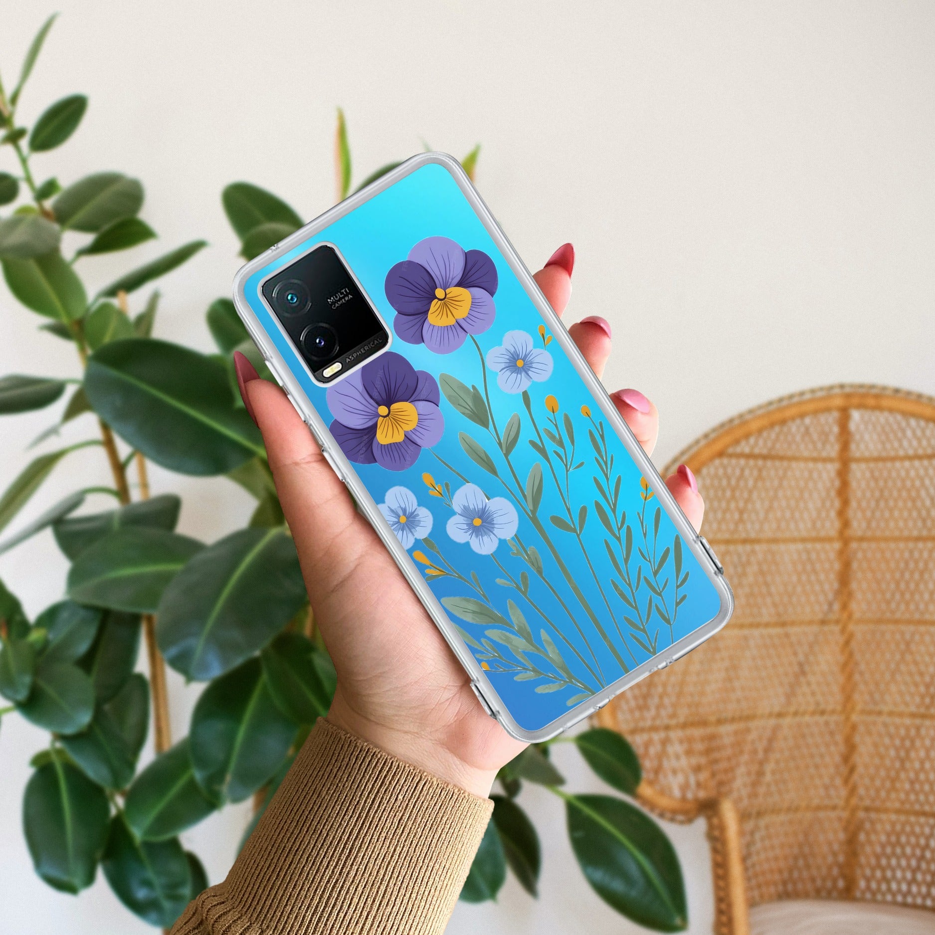 Pansies flowers Transparent Silicon Case For Vivo T1x