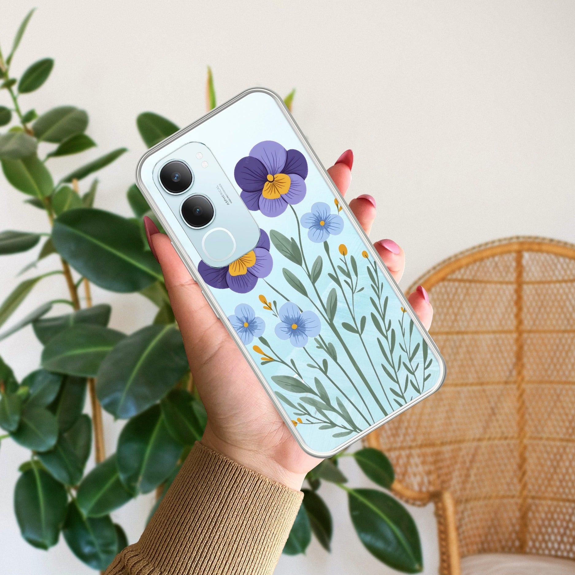Pansies flowers Transparent Silicon Case For Vivo Y29 5G