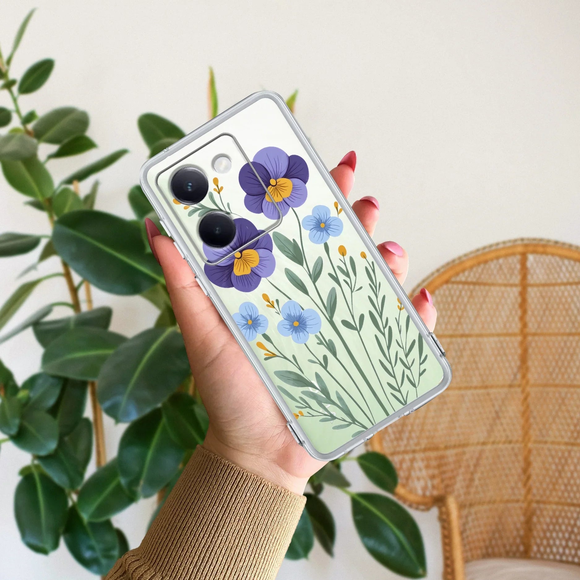 Pansies flowers Transparent Silicon Case For Vivo V20 SE