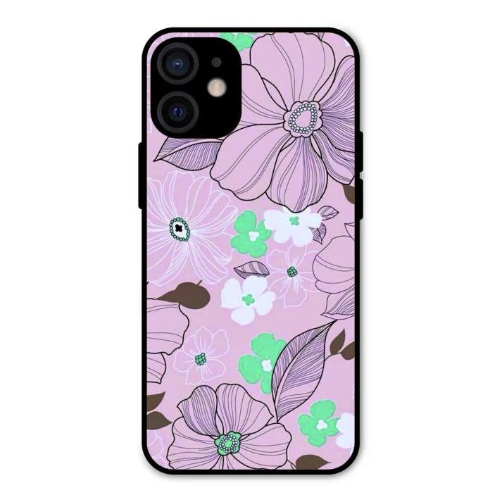 Peach Flower Glass Phone Cover for iPhone 12 mini