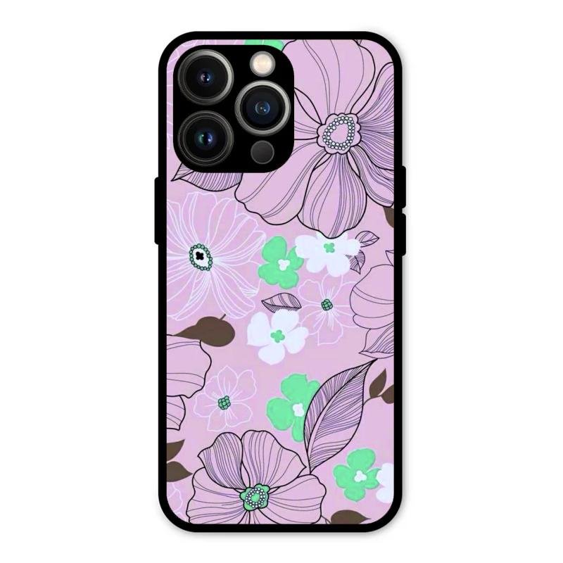 Peach Flower Glass Phone Cover for iPhone 13 Pro Max