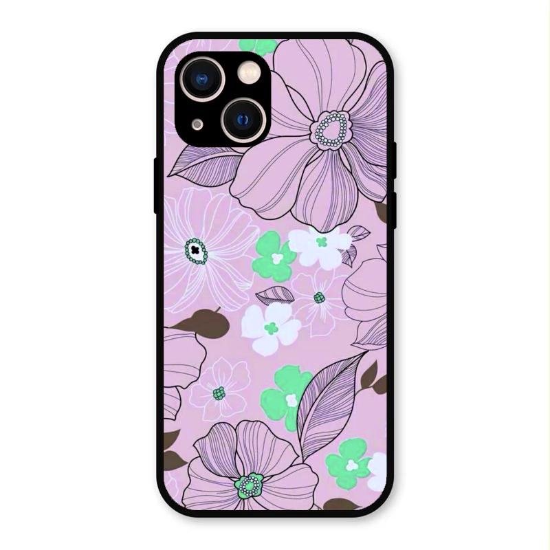 Peach Flower Glass Phone Cover for iPhone 13