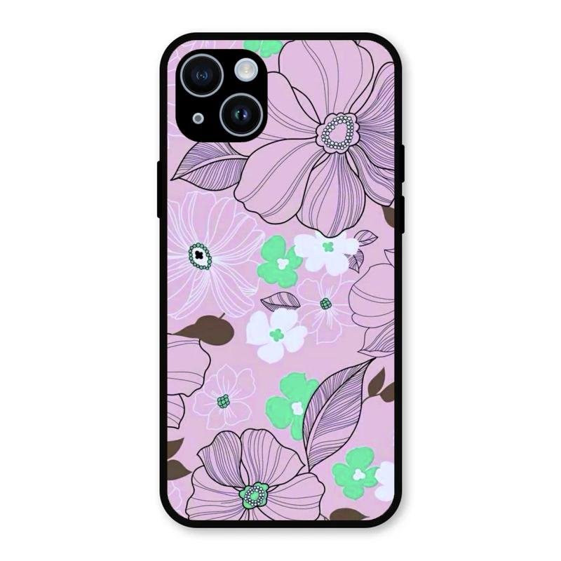 Peach Flower Glass Phone Cover for iPhone 14 Plus