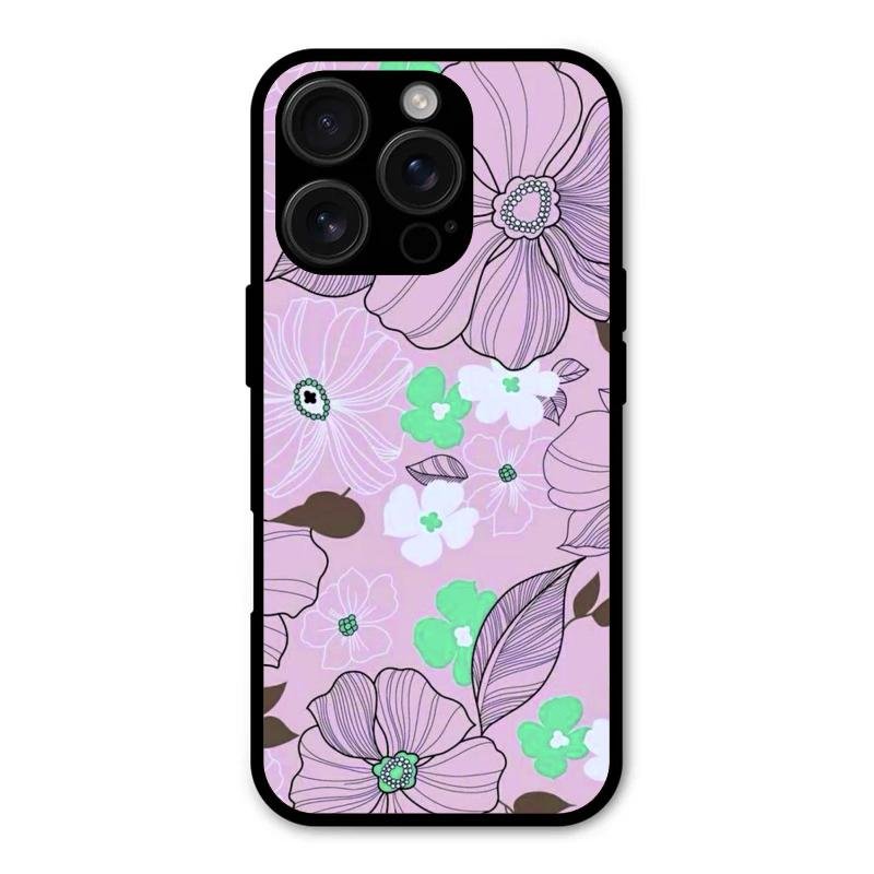 Peach Flower Glass Phone Cover for iPhone 16 Pro