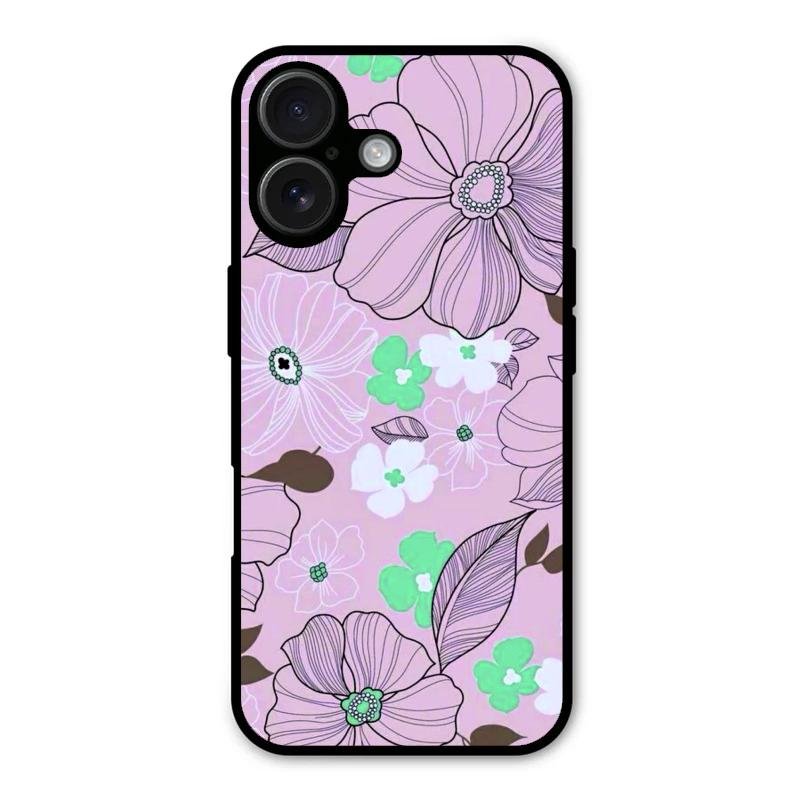 Peach Flower Glass Phone Cover for iPhone 16