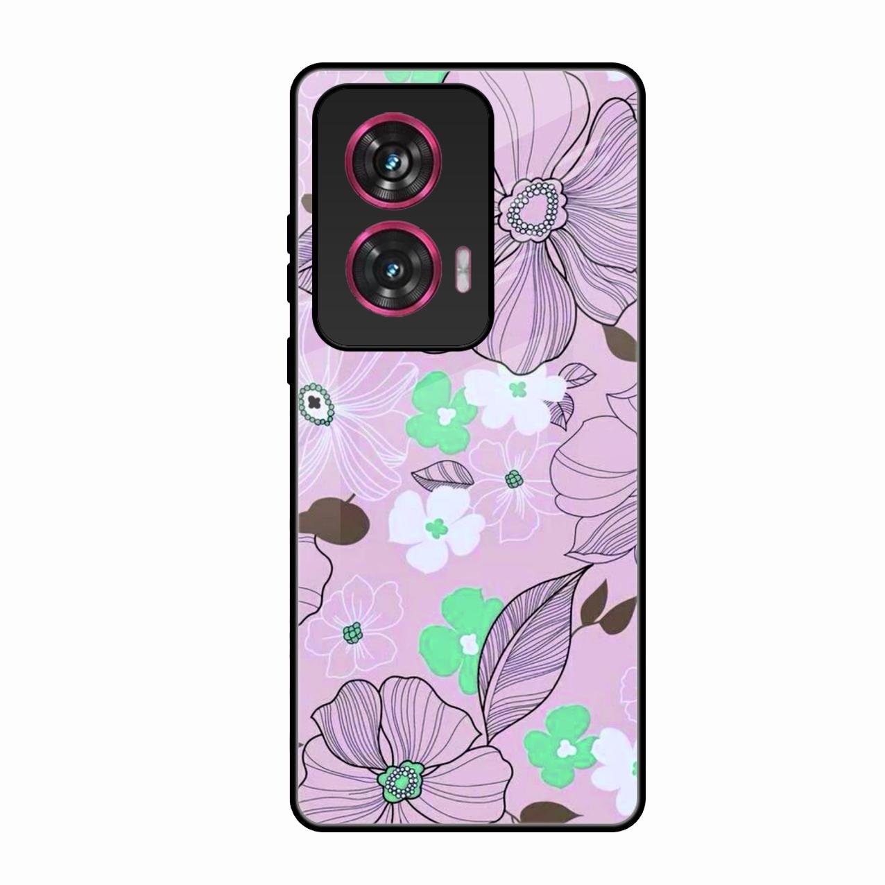 Peach Flower Glass Phone Cover for Motorola Edge 50 Fusion 5G