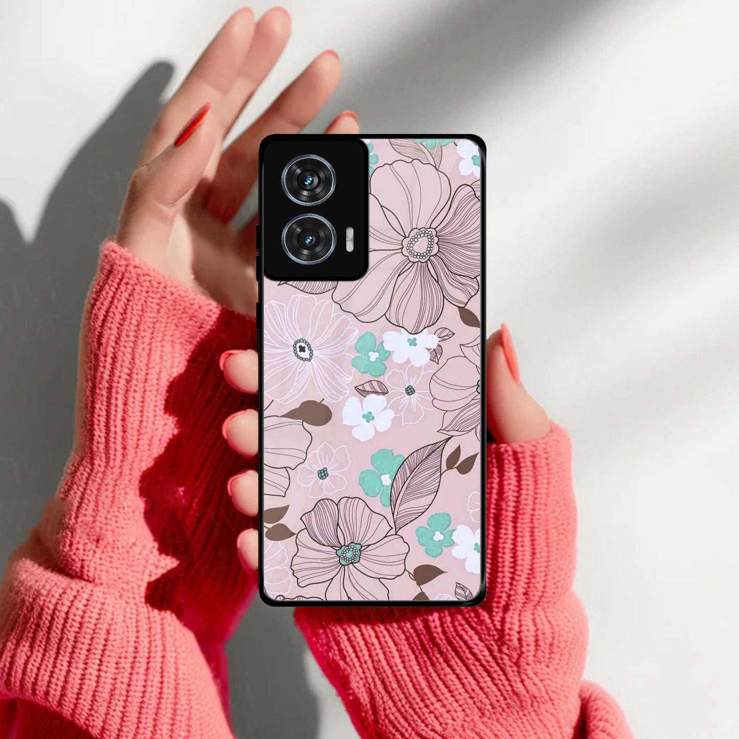 Peach Flower Glass Case Cover For Motorola