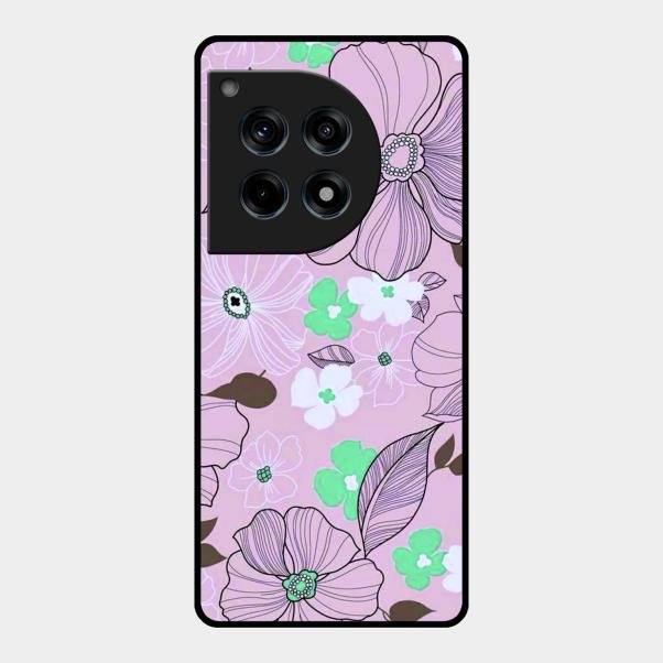 Peach Flower Glass Phone Cover for Oneplus 12R 5G