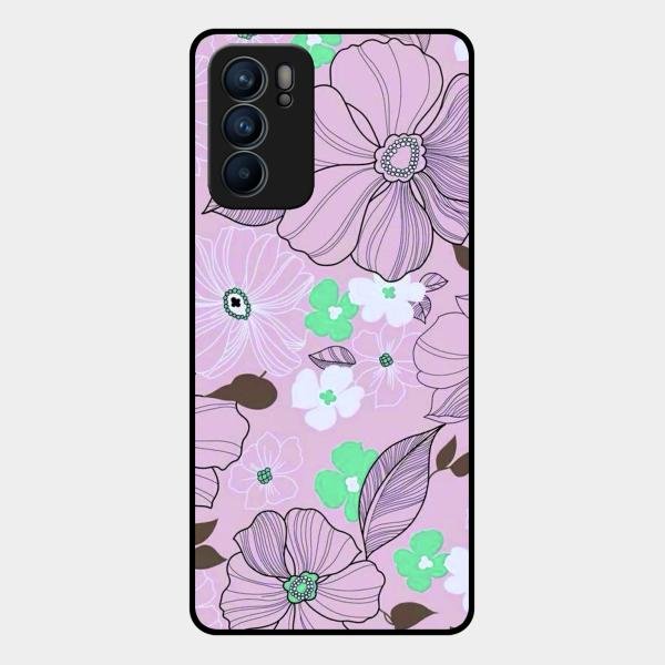 Peach Flower Glass Phone Cover for Oppo Reno 6 5G