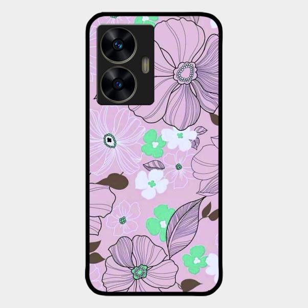 Peach Flower Glass Phone Cover for Realme C55