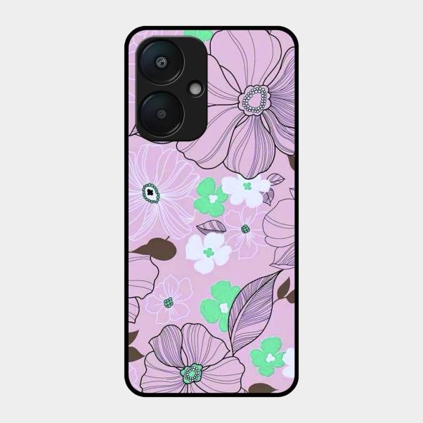 Peach Flower Glass Phone Cover for Redmi 13C 5G
