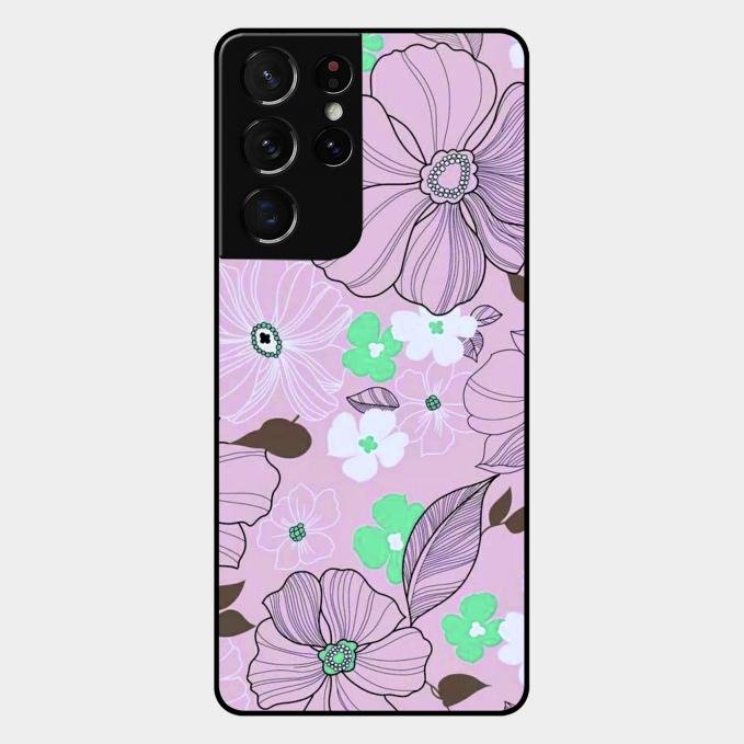 Peach Flower Glass Phone Cover for Samsung Galaxy S21 Ultra