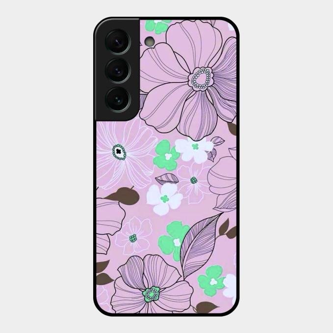 Peach Flower Glass Phone Cover for Samsung Galaxy S22 Plus 5G
