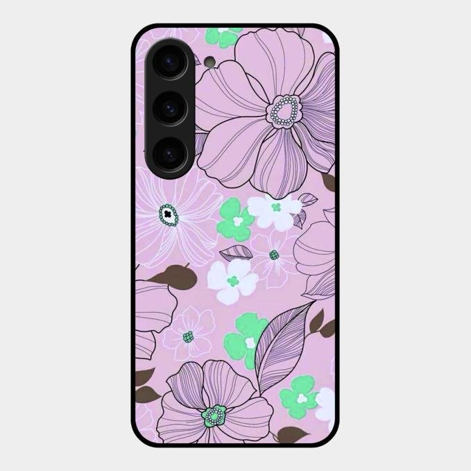 Peach Flower Glass Phone Cover for Samsung Galaxy S23 5G